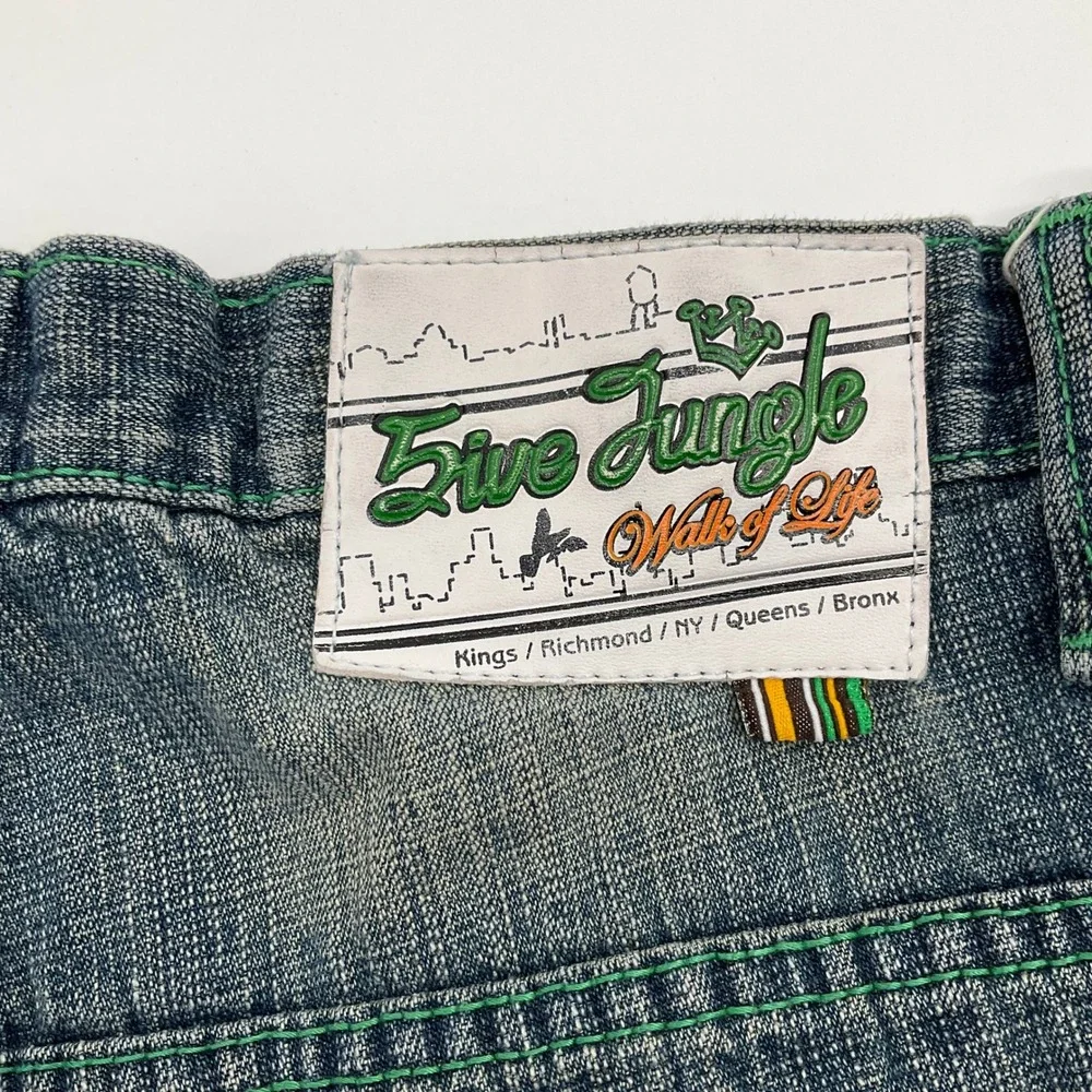 5ive Jungle Denim Shorts 36 Baggy Hip Hop Streetwear Y2K Grungecore Urban Skater